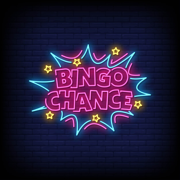 Testo di stile delle insegne al neon di probabilità di bingo