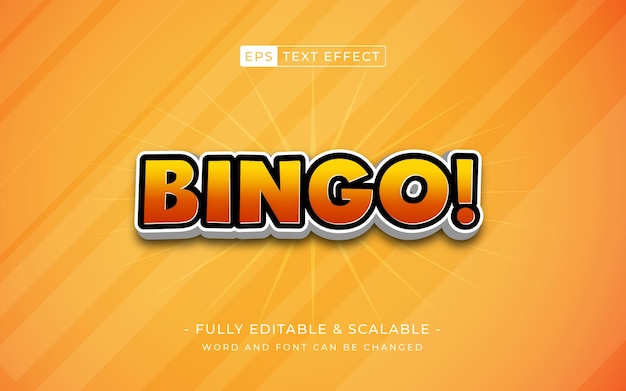 Vector bingo editable text style effect game text style theme