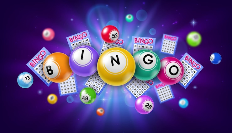 Vector bingo loterij ballen en kaartjes achtergrond