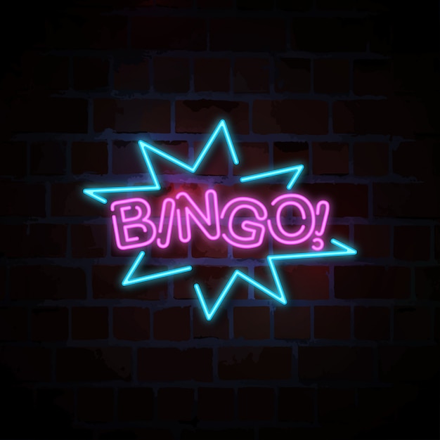 Illustrazione dell'insegna al neon di bingo