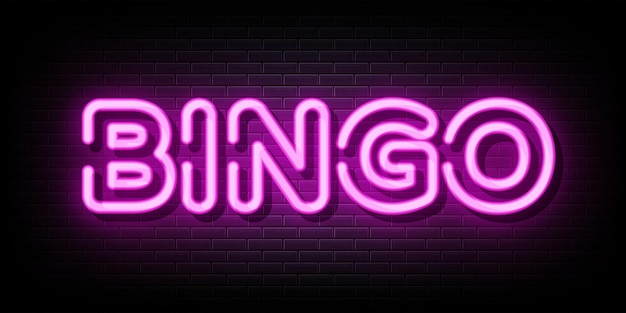 Simbolo al neon dell'insegna al neon del bingo