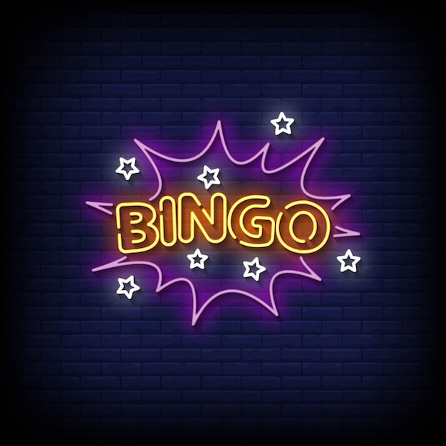 Bingo neon signs style text vector