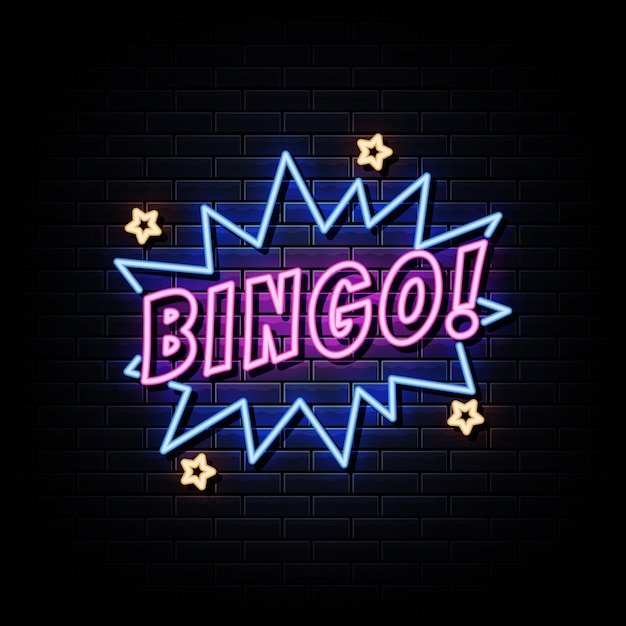 Bingo insegne al neon stile testo