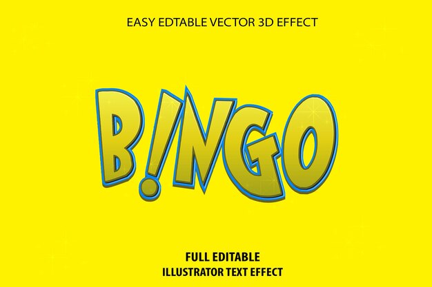 Vector bingo text effect design full editable illustrator text effect