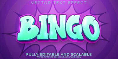 Bingo text effect, editable cartoon and popart text style