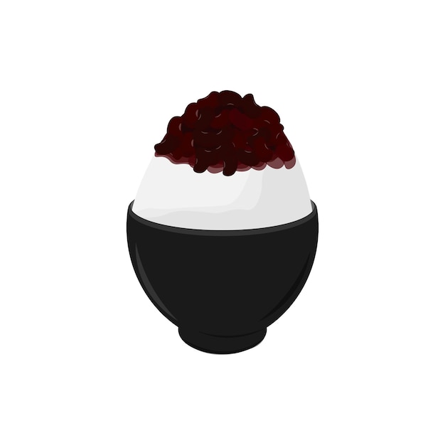 Логотип Bingsu Bingsoo Red Bean Shaved Ice Illustration, подаваемый в миске