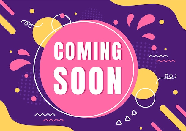 Binnenkort achtergrond vectorillustratie. Zakelijke reclame met bord- of labelontwerp te koop Dienen als een banner, poster en promotieaankondigingskaart