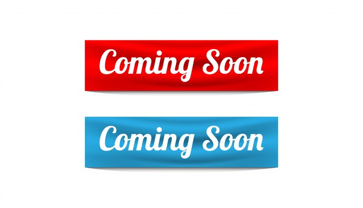 Binnenkort sticker banner ontwerp vector sjabloon.