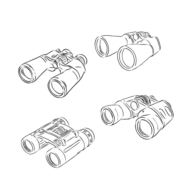 Binoculare binoculare disegno a mano illustrazione vettoriale binoculare schizzo disegno simbolo