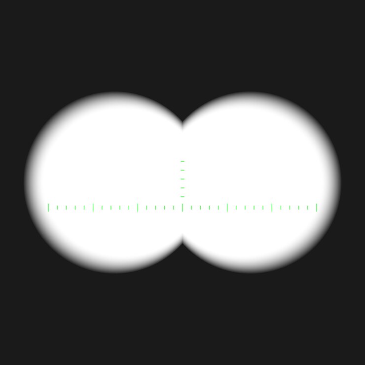 Vector binocular view with measurement marks, isolated on transparent background. rifle scope template.