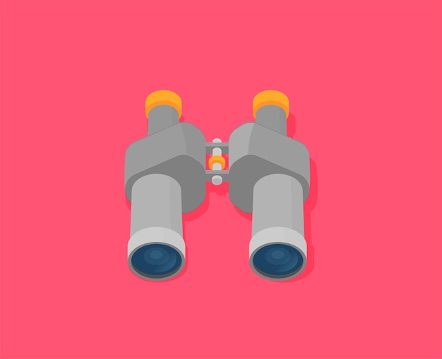 Binoculars flat isolated on color background