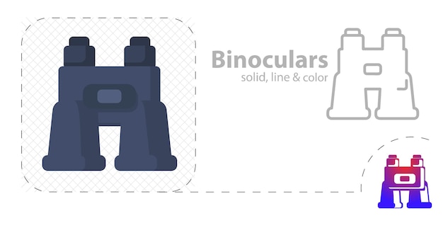 Vector binoculars isolated flat illustration binoculars line icon