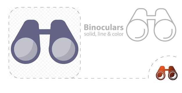 Vector binoculars isolated flat illustration binoculars line icon