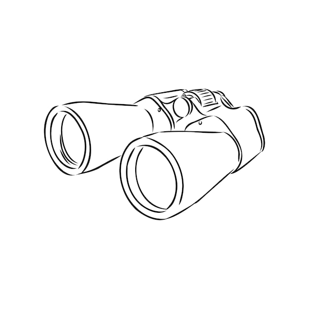 Binoculars isolated on white background vector illustration of a sketch style