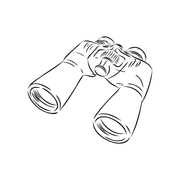 Binoculars isolated on white background vector illustration of a sketch style