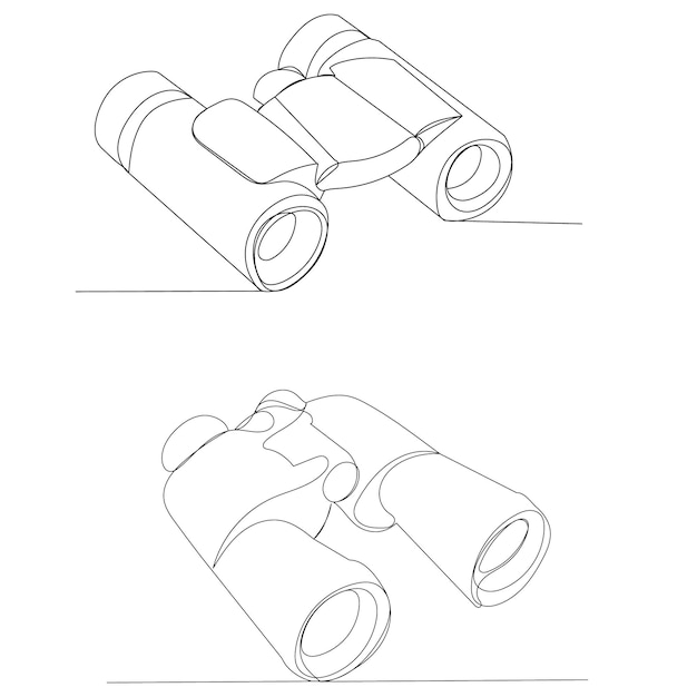 Binoculars one continuous line drawing, vector, isolated