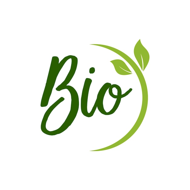 Bio belettering met groene bladeren