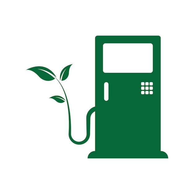 Logo del biocarburante icona del carburante ecologico pompa ecologica verde segno della stazione di servizio pompa a foglia verde vettore