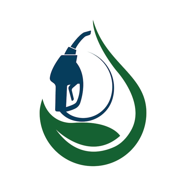 Vettore logo del biocarburante icona del carburante ecologico pompa ecologica verde segno della stazione di servizio pompa a foglia verde vettore