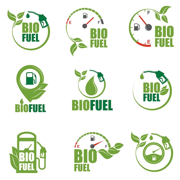 Vector bio fuel station icon set