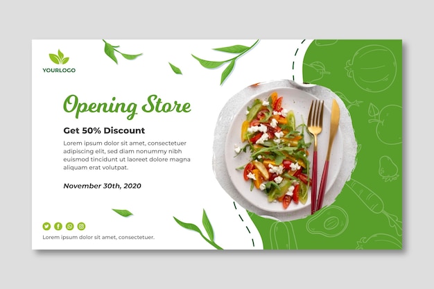 Vector bio and healthy food banner template