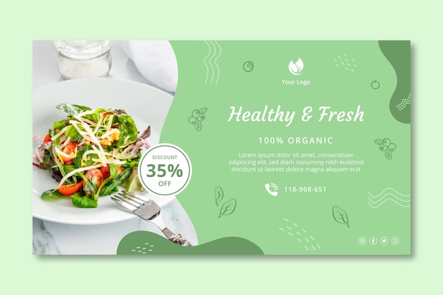 Bio and healthy food banner template