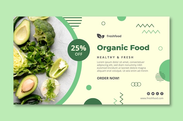 Bio and healthy food banner template