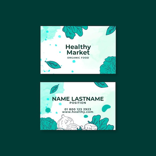 Vector bio and healthy food business card template