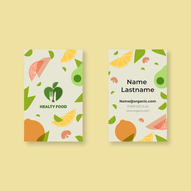 Vector bio and healthy food business card