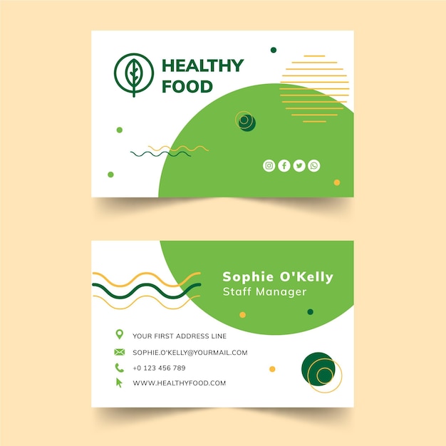 Vector bio & healthy food business card