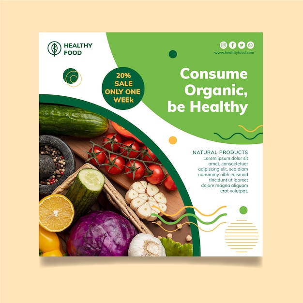 Vector bio & healthy food flyer template