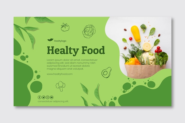 Vector bio and healthy food horizontal banner