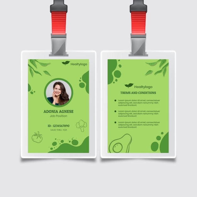 Vector bio and healthy food id card template