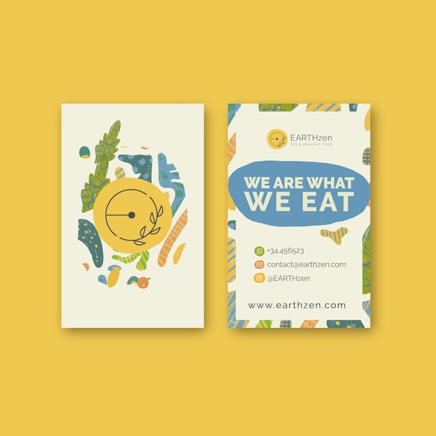 Vector bio & healthy food vertical business card template