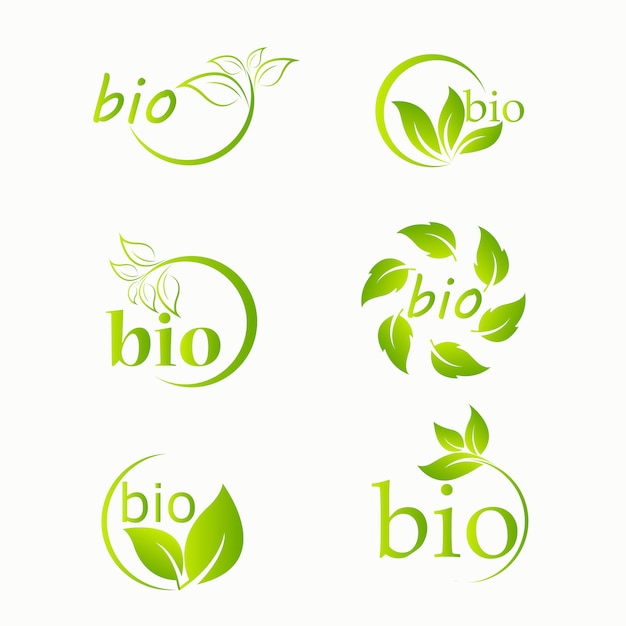Вектор Био продукт логотип набор
