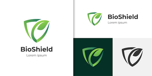 Bio schild logo kruiden gezond blad logo beschermen natuur logo vector ontwerpsjabloon