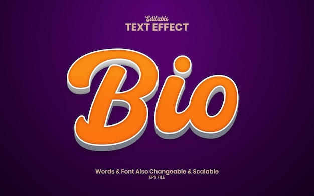 Bio violet backgrounded 3d text effect