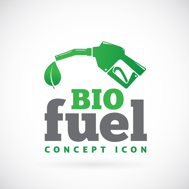 Biobrandstof vector symbool logo sjabloon groene energie vlakke stijl label met vulling mondstuk icoon
