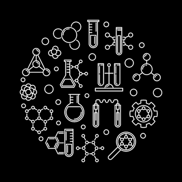 Vector biochemistry concept outline icons