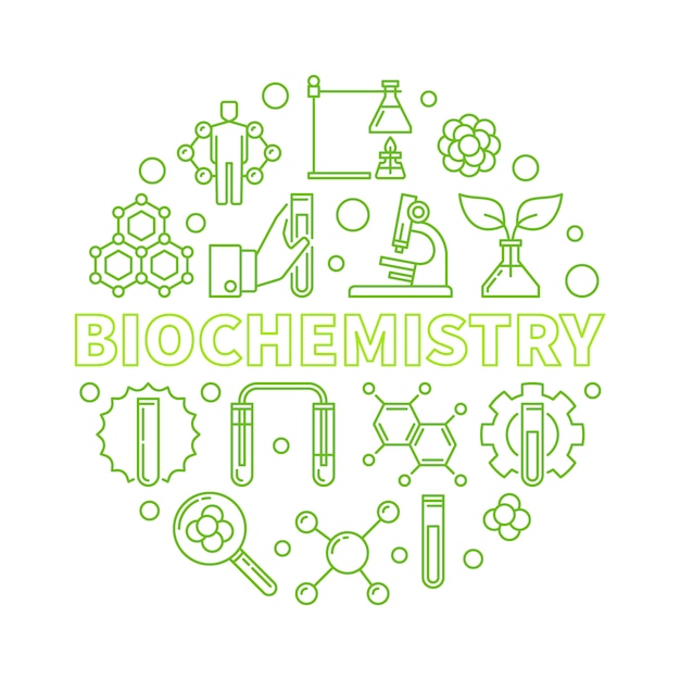 Biochemistry   outline green round illustration