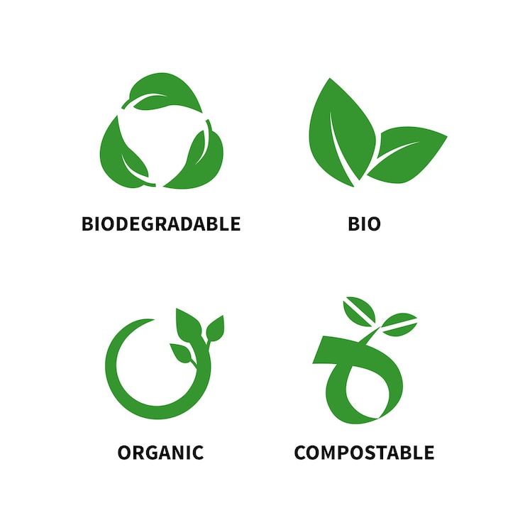 Vector biodegradable and compostable concept reduce reuse recycle vector illustration isolated on white background