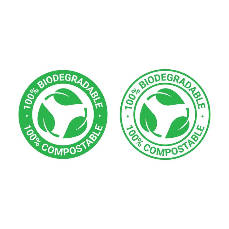 Vector biodegradable plastic free recyclable vector icon 100 percent bio recyclable package green logo