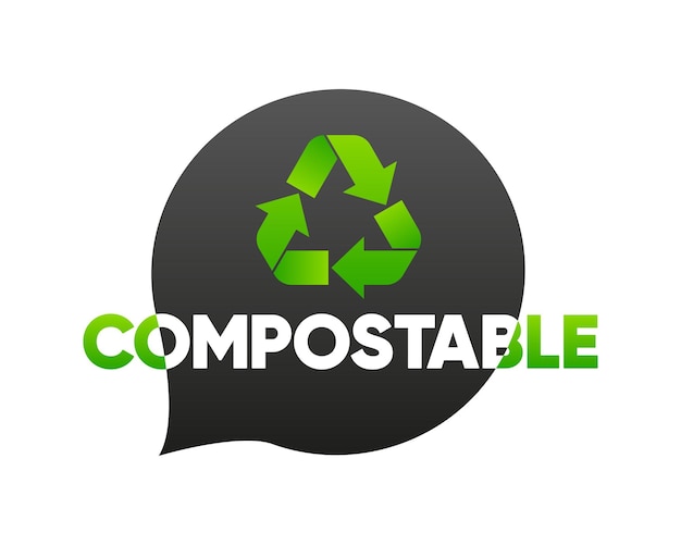 Vettore banner riciclabile biodegradabile confezione bioriciclabile e degradabile al 100% ecologia