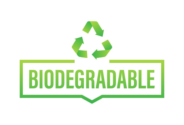 Биоразлагаемая перерабатываемая этикетка Биопереработка Экологически чистый продукт Векторная иллюстрация