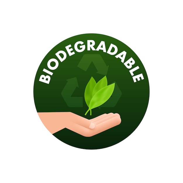 Biodegradable recyclable label bio recycling eco friendly product vector stock illustration