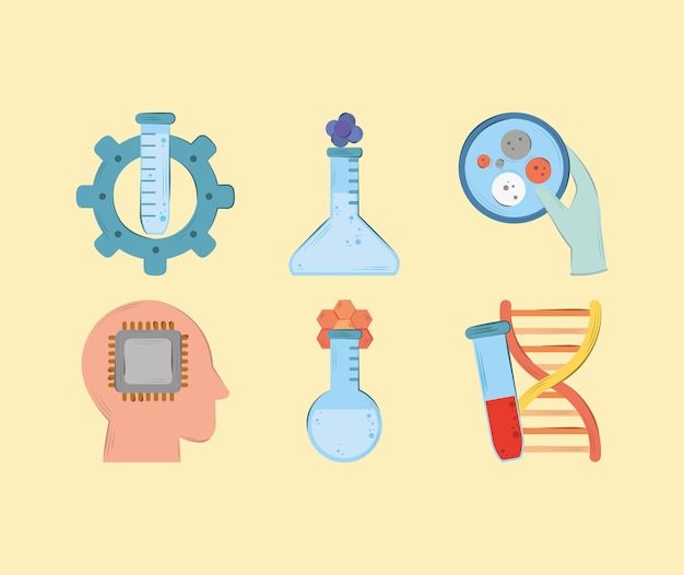 Bioengineering icons set