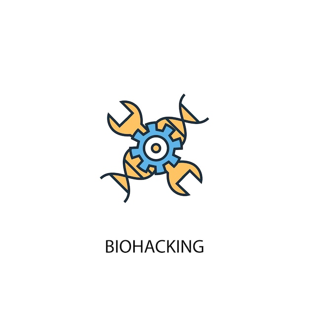 Biohacking concept 2 gekleurde lijn icoon. eenvoudige gele en blauwe elementenillustratie. biohacking concept schets symbool ontwerp