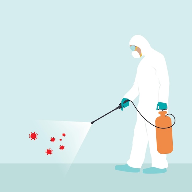 Vettore sfondo di illustrazione vettoriale di decontaminazione a rischio biologico