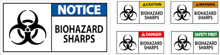 Premium Vector | Biohazard Label Biohazard Sharps