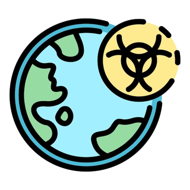 biohazard planet affection icon outline biohazard planet affection vector icon color flat isolated